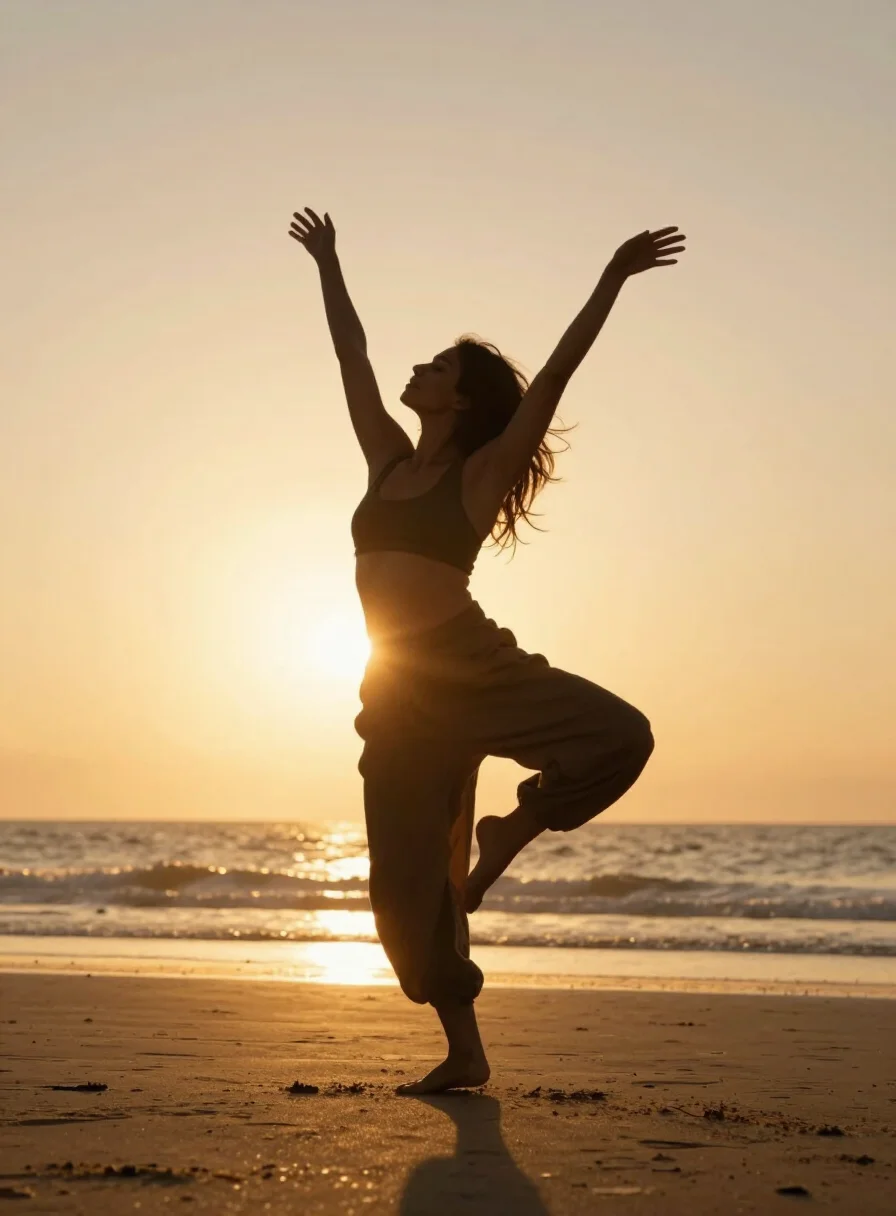 Free dancing at sunset