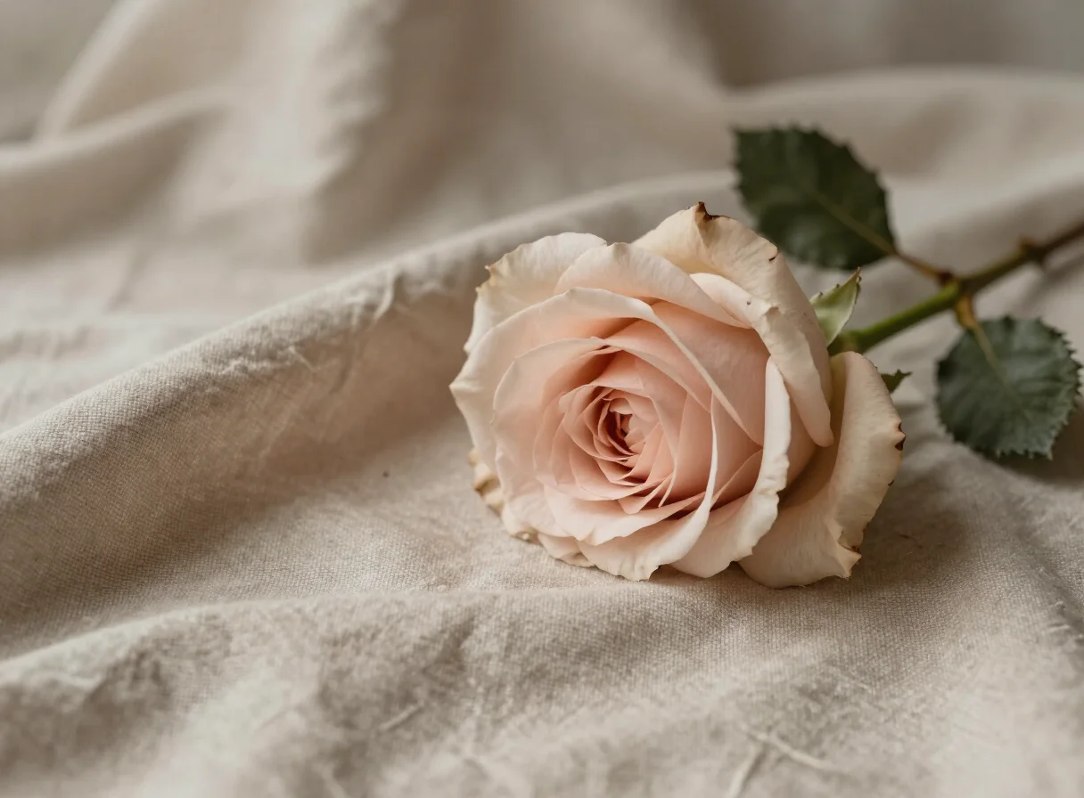 A single rose on linen